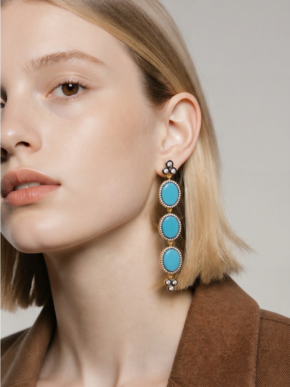 Freida Rothman Turquoise Dangle Earrings.  3” - Picture 4 of 4